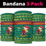 Cameroon Christmas Neck Gaiter Coat of Arms Santa Hat and Stars Motif - African Pride