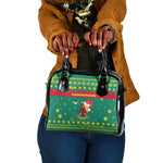 Cameroon Christmas Shoulder Handbag Coat of Arms Santa Hat and Stars Motif - African Pride