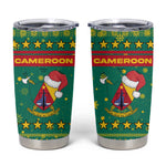 Cameroon Christmas Tumbler Cup Coat of Arms Santa Hat and Stars Motif - African Pride