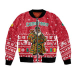 Cameroon Christmas Bomber Jacket Snowflake Pattern Traditional Santa and Map Motif - African Pride