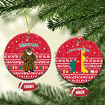 Cameroon Christmas Ceramic Ornament Snowflake Pattern Traditional Santa and Map Motif - African Pride