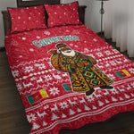 Cameroon Christmas Quilt Bed Set Snowflake Pattern Traditional Santa and Map Motif - African Pride