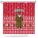 Cameroon Christmas Shower Curtain Snowflake Pattern Traditional Santa and Map Motif - African Pride