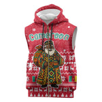 Cameroon Christmas Sleeveless Zip Hoodie Snowflake Pattern Traditional Santa and Map Motif - African Pride