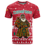 Cameroon Christmas T shirt Snowflake Pattern Traditional Santa and Map Motif - African Pride