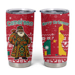 Cameroon Christmas Tumbler Cup Snowflake Pattern Traditional Santa and Map Motif - African Pride