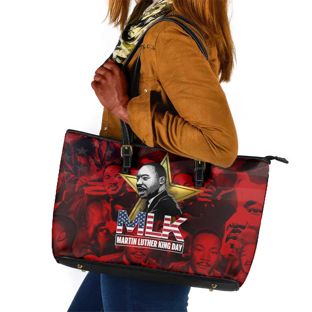 MLK Day Leather Tote Bag Martin Luther King Jr Tribute American Flag ...