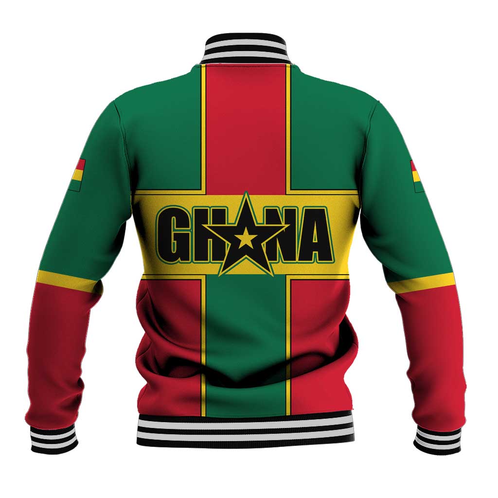 African Ghana Baseball Jacket Flag with Coat of Arms Simple Design