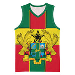 African Ghana Basketball Jersey Flag with Coat of Arms Simple Design - African Pride
