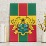 African Ghana Canvas Wall Art Flag with Coat of Arms Simple Design