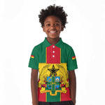 African Ghana Kid Polo Shirt Flag with Coat of Arms Simple Design