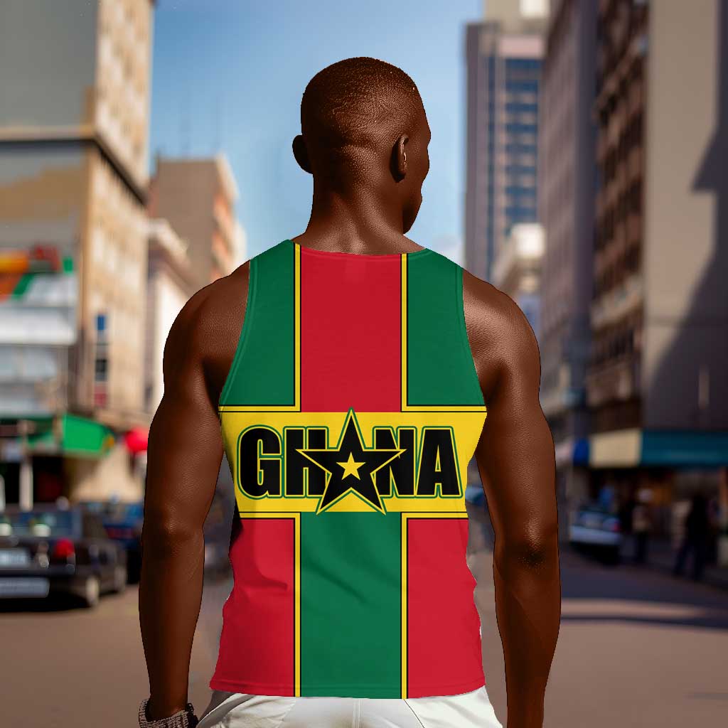 African Ghana Men Tank Top Flag with Coat of Arms Simple Design