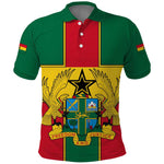 African Ghana Polo Shirt Flag with Coat of Arms Simple Design
