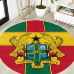 African Ghana Round Carpet Flag with Coat of Arms Simple Design
