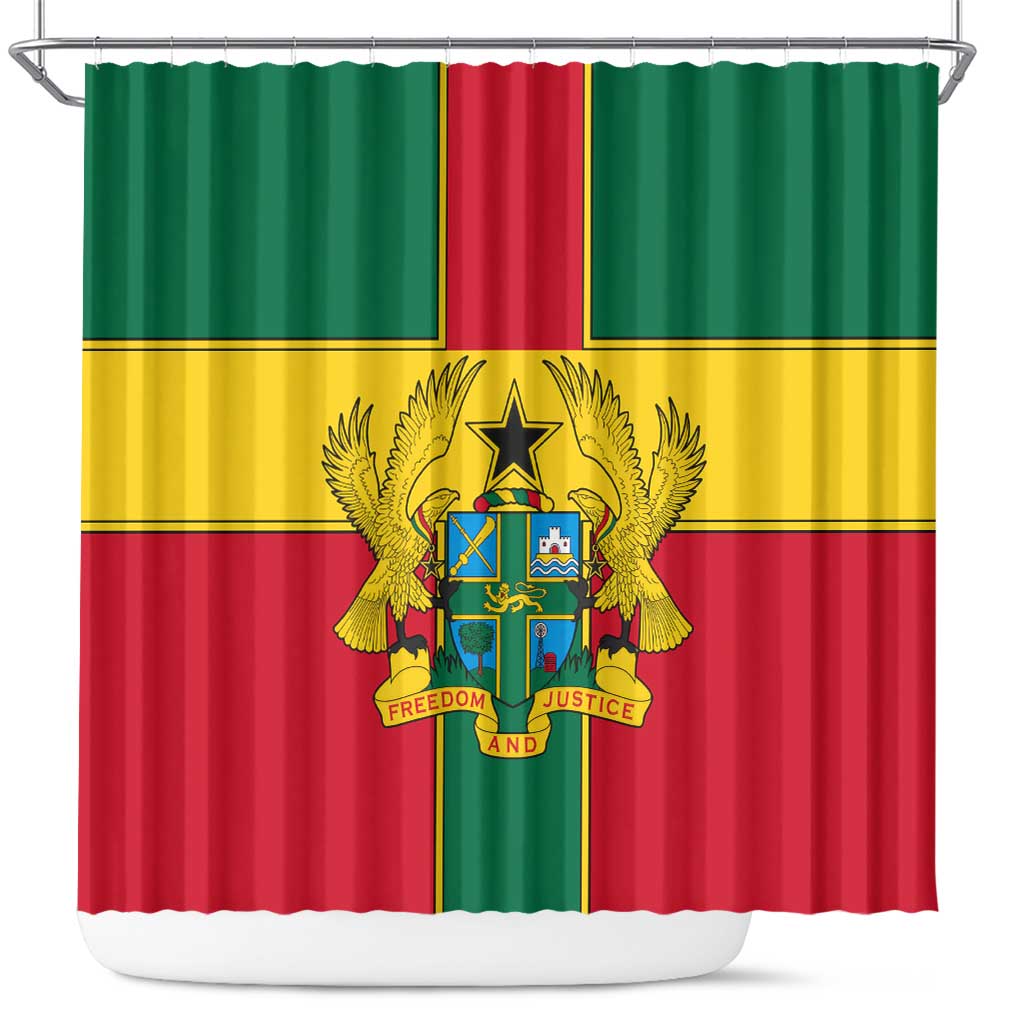 African Ghana Shower Curtain Flag with Coat of Arms Simple Design
