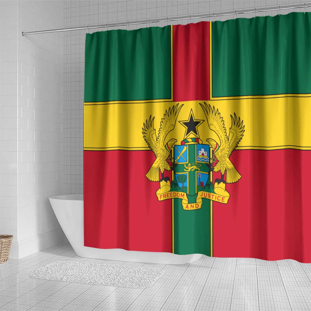 African Ghana Shower Curtain Flag with Coat of Arms Simple Design