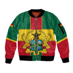 African Ghana Sleeve Zip Bomber Jacket Flag with Coat of Arms Simple Design