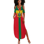 African Ghana Summer Maxi Dress Flag with Coat of Arms Simple Design