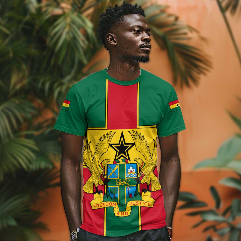 African Ghana T shirt Flag with Coat of Arms Simple Design