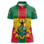 African Ghana Women Polo Shirt Flag with Coat of Arms Simple Design