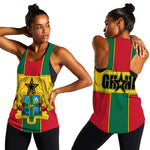 African Ghana Women Racerback Tank Flag with Coat of Arms Simple Design