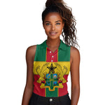 African Ghana Women Sleeveless Polo Shirt Flag with Coat of Arms Simple Design