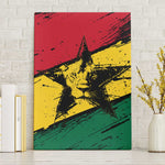 Afro Ghana Lion Canvas Wall Art Star Grunge Style