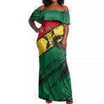Afro Ghana Lion Off Shoulder Maxi Dress Star Grunge Style
