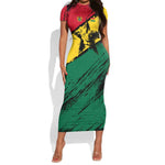 Afro Ghana Lion Short Sleeve Bodycon Dress Star Grunge Style TS04