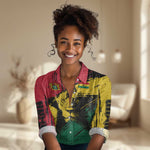 Afro Ghana Lion Women Casual Shirt Star Grunge Style