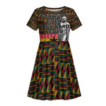 Kwame Nkrumah Ghana Kid Short Sleeve Dress Kente Pattern African