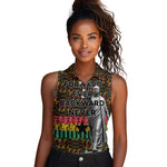 Kwame Nkrumah Ghana Women Sleeveless Polo Shirt Kente Pattern African