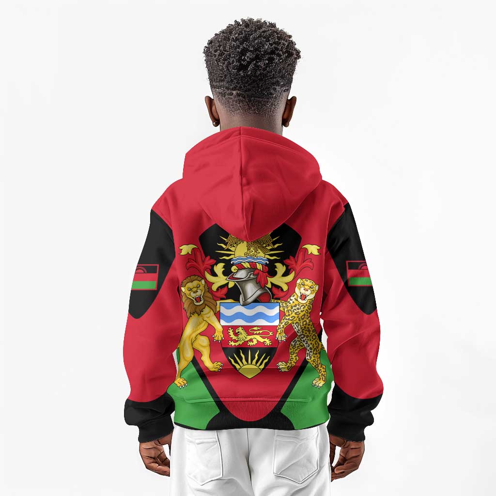 Malawi Kid Hoodie Flag Colors Blended with National Emblem