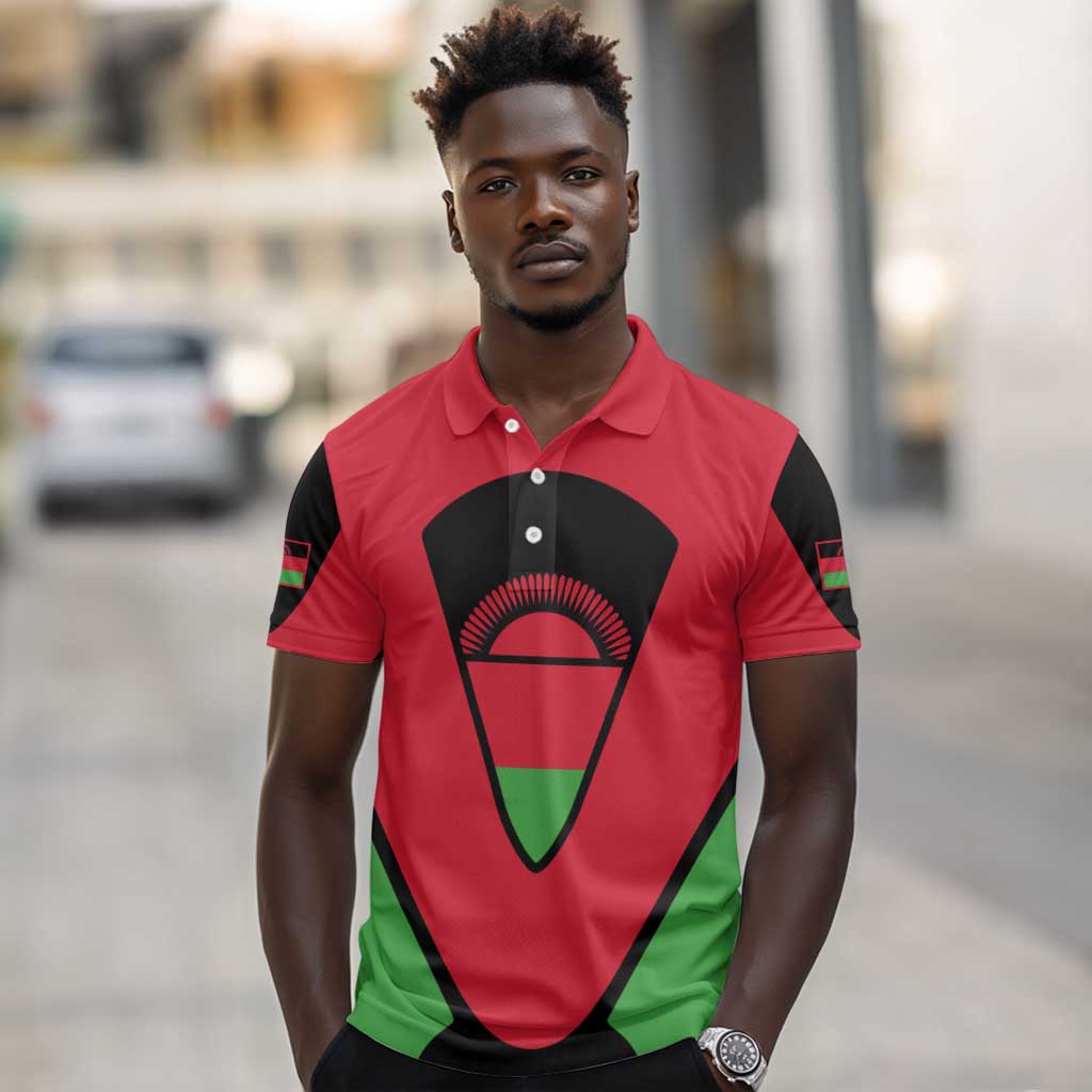 Malawi Polo Shirt Flag Colors Blended with National Emblem