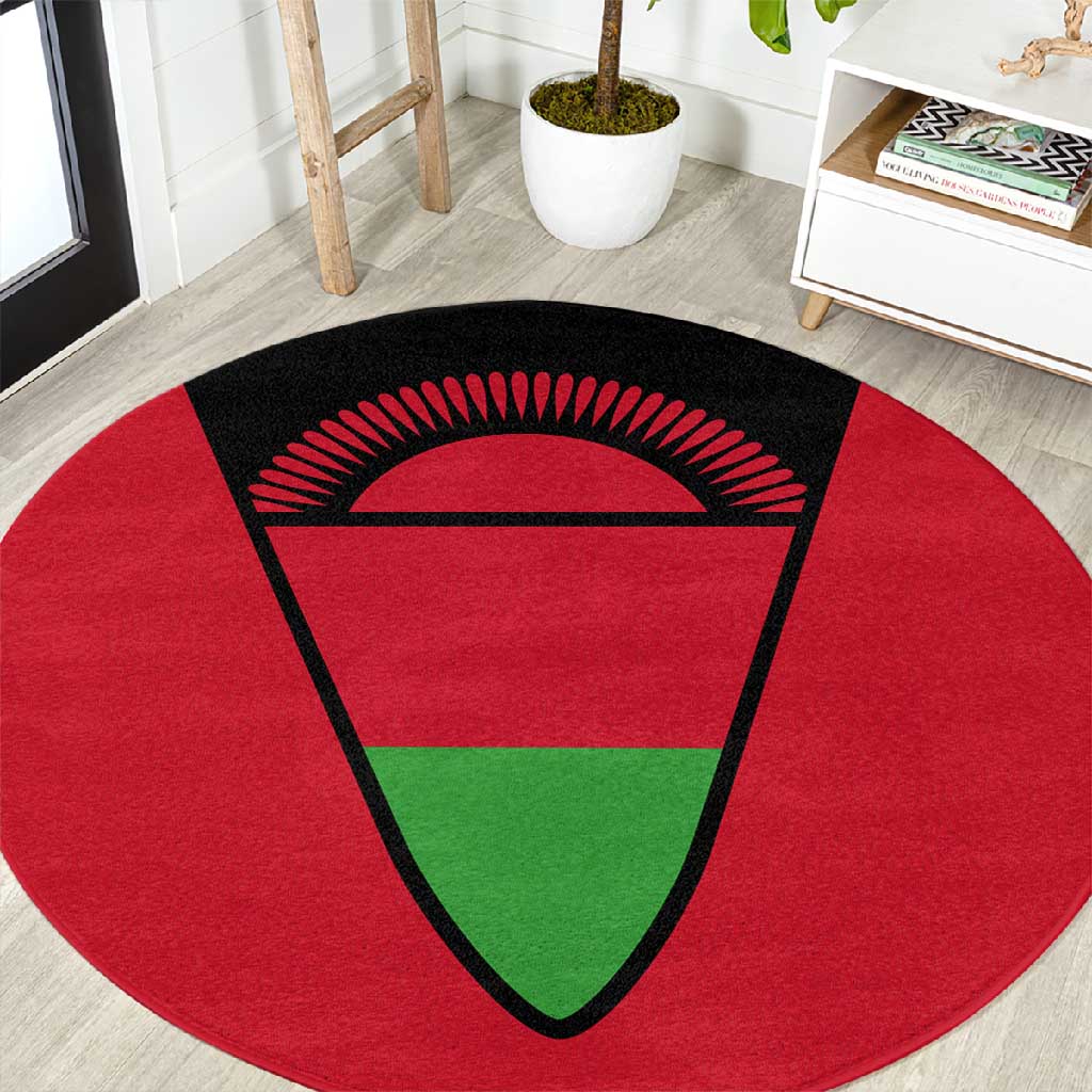 Malawi Round Carpet Flag Colors Blended with National Emblem