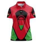Malawi Women Polo Shirt Flag Colors Blended with National Emblem