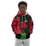 Malawi Lion Map Flag Kid Hoodie Wildlife Fusion Design