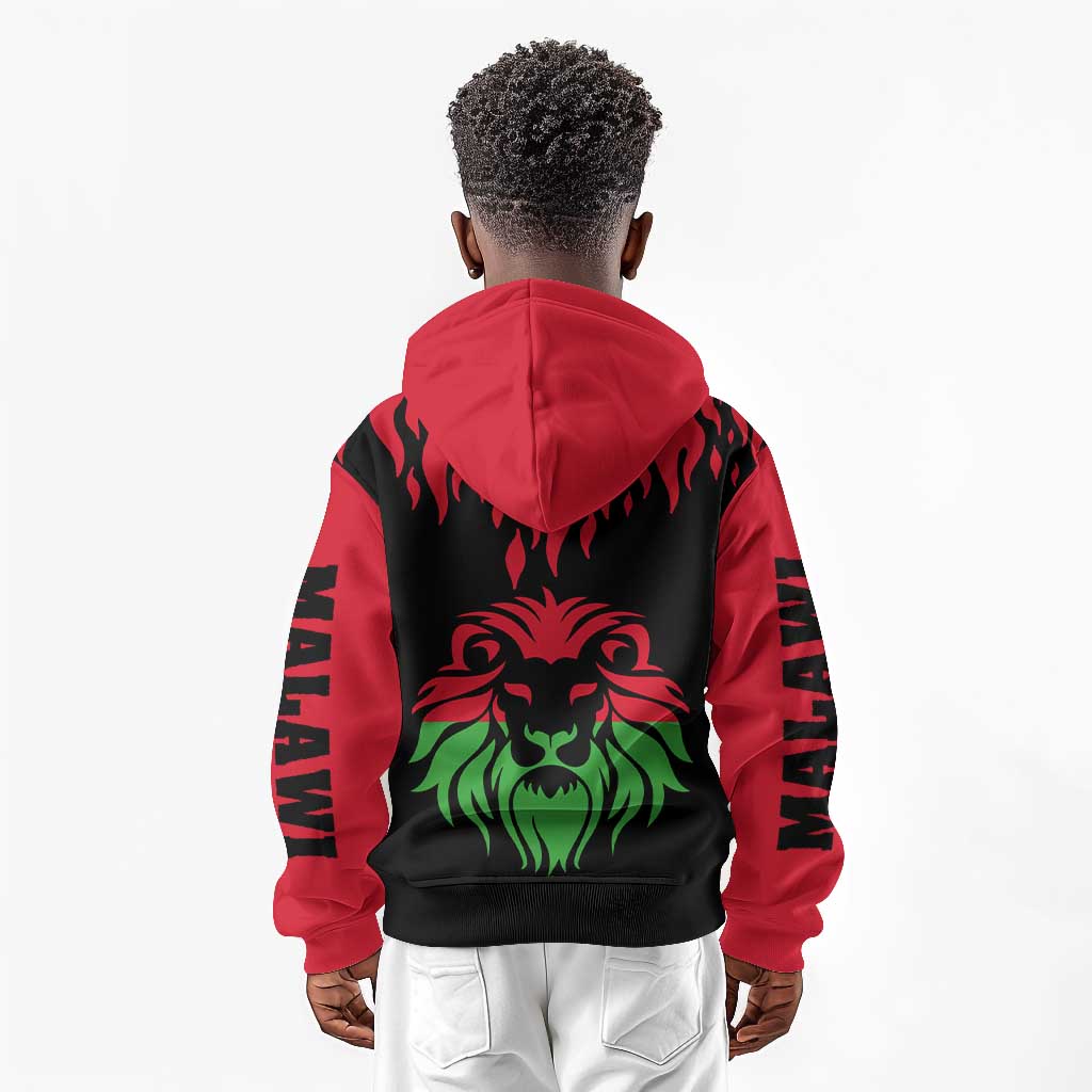 Malawi Lion Map Flag Kid Hoodie Wildlife Fusion Design