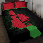 Malawi Lion Map Flag Quilt Bed Set Wildlife Fusion Design
