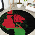 Malawi Lion Map Flag Round Carpet Wildlife Fusion Design