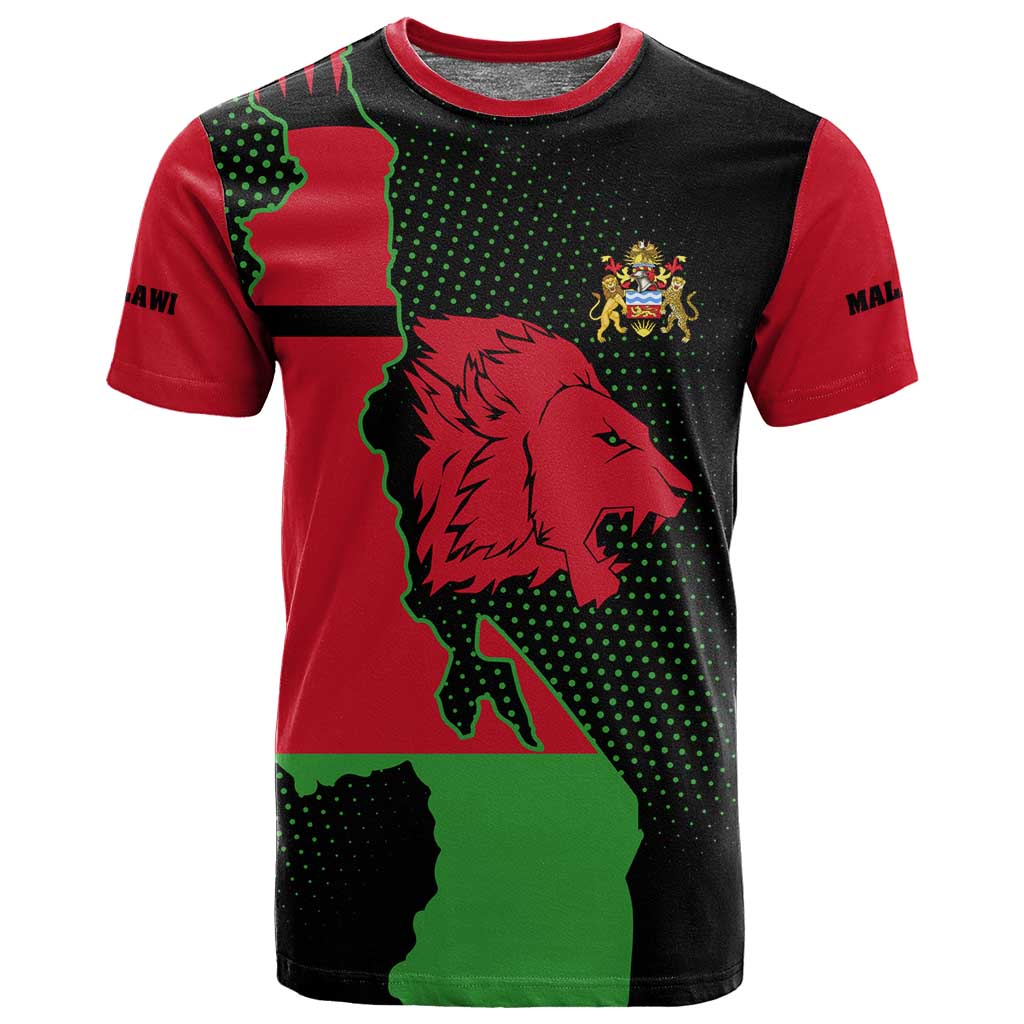 Malawi Lion Map Flag T shirt Wildlife Fusion Design