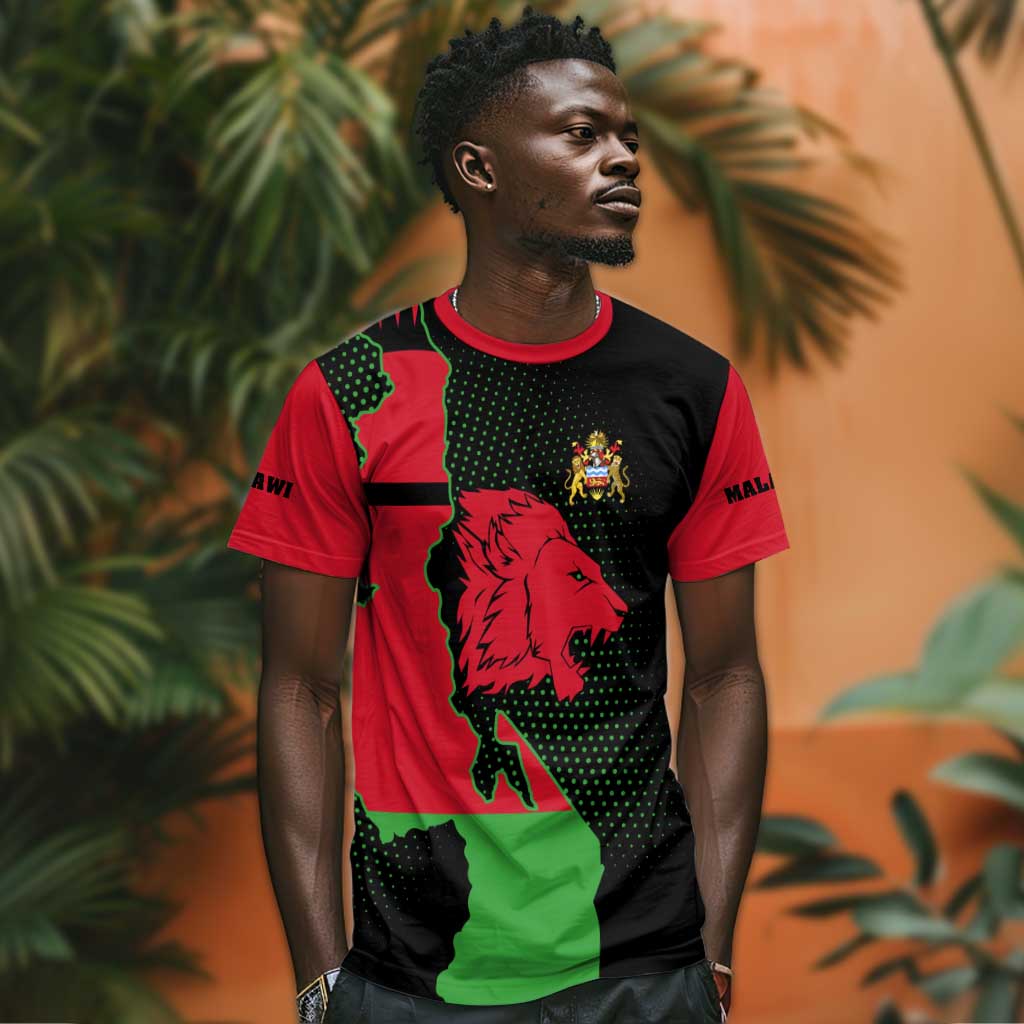 Malawi Lion Map Flag T shirt Wildlife Fusion Design