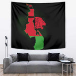 Malawi Lion Map Flag Tapestry Wildlife Fusion Design