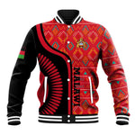 Malawi Patterns African Baseball Jacket Blended with Flag Colors and National Emblem