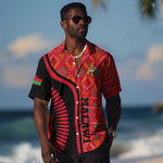 Malawi Patterns African Hawaiian Shirt Blended with Flag Colors and National Emblem