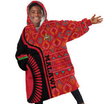 Malawi Patterns African Kid Wearable Blanket Hoodie Blended with Flag Colors and National Emblem