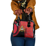 Malawi Patterns African Shoulder Handbag Blended with Flag Colors and National Emblem