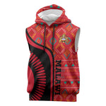 Malawi Patterns African Sleeveless Hoodie Blended with Flag Colors and National Emblem - African Pride