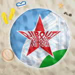 Djibouti Beach Blanket Flag Tribal Motifs and Red Star Symbol of Unity