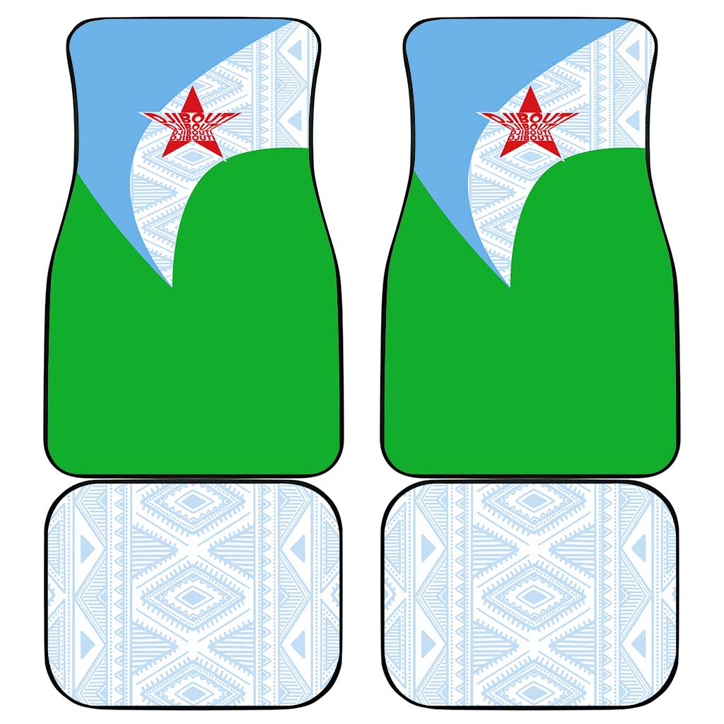 Djibouti Car Mats Flag Tribal Motifs and Red Star Symbol of Unity